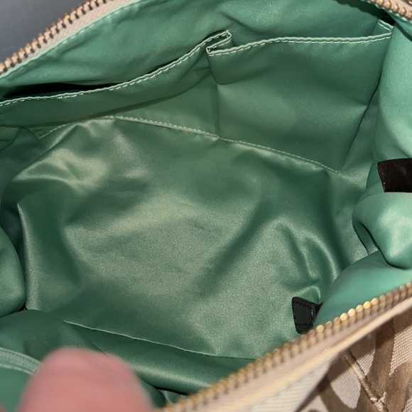 Coach Poppy Rare 15311 signature C Tan & Gold Op Art Graffiti vinyl & Bling - Picture 14 of 17